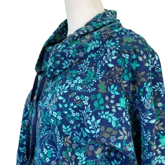 Talbots Blue/Green Flora‎ lFunnel Neck Pullover/Jogger/Loungewear (Size S/XS) - Picture 3 of 12